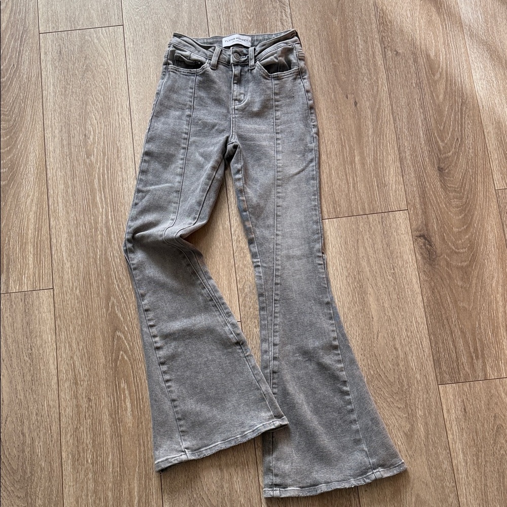 Flying Monkey Gray High Rise Super Flare Jeans Size 23